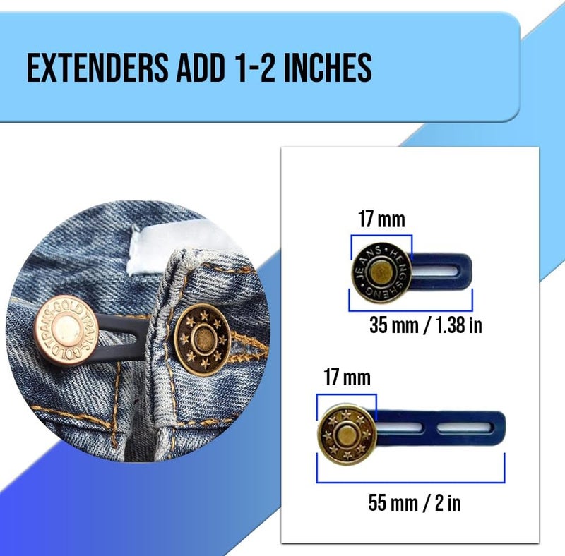 Mobi Lock 6 Pcs Jeans Button Extender Set - Flexible Waist Extenders - Instant Waistband Expansion for Men and Women - by - Image 2